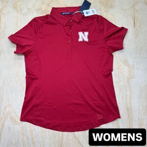 NEW Nebraska Huskers Cutter & Buck WOMENS Prospect Polo Shirt Scarlet LG